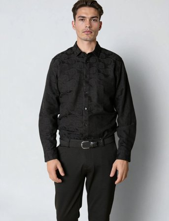 Clean Cut Copenhagen Malvin Jaquard Shirt - Black - M