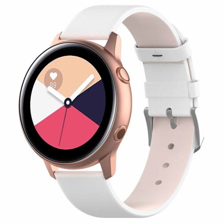 20mm Samsung Galaxy Watch Active læder Urrem - Hvid