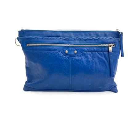 Balenciaga Vintage, Pre -owned Clutch Blauw, Dames, Maat:ONE Size,leer