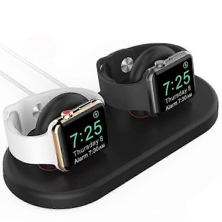 Dobbel posisjon ladestativ og holderbase for Apple Watch - PT116 Smart Watch-lader i svart (LGL)