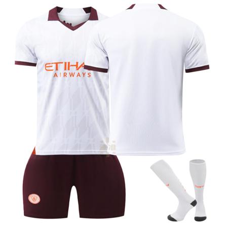 23-24 Manchester City Away Fotbollströja Set Onumrerat Fotbollsset Uniform med strumpor för vuxna barn 26