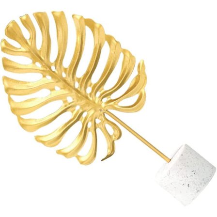 Metal Palm Leaf Metal Leaf Statue Metal Leaf Sculpture Palm Leaf Decor Sculpture På Stativ (Guld) (1 stk)