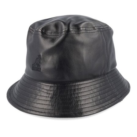 Kangol - Svart bucket Hatt - Chain Faux Leather Black Bucket @ Hatstore