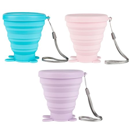 3-pak Foldbar Kaffe Kop Silikone Camping Kop Sportsflaske med Låg KLB