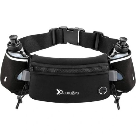 Juoksemisvyö vesipulloilla (2 x 175 ml), vedenkestävä vyölaukku iPhone-puhelimelle, säädettävä urheiluvö