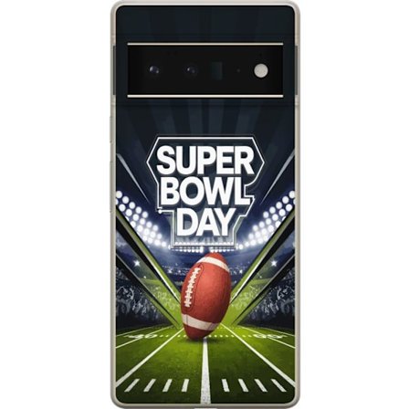Yhteensopiva Puhelinkuori Google Pixel 6 Pro Super Bowl Day juliste, jossa amerikkalainen jalkapallo valaistuksella varustetulla areenalla dramaattise