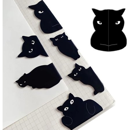 Magnetisk bogmærke, Nysgerrig kat farve sort, Originalt bogmærke, Sp