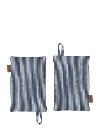 OYOY Living Design Striped Denim Potholder - Set Of 2 - Blue - ONE SIZE x 23