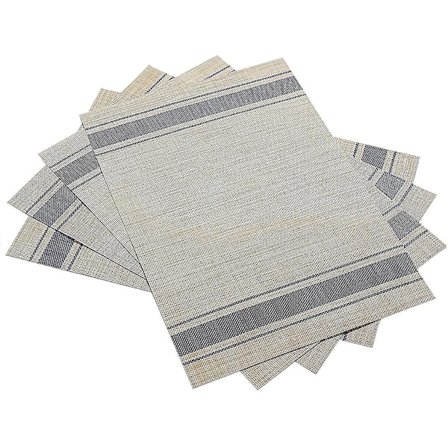 Alusmatot, Lämpöä Kestävät Alusmatot Tahran Kestävät Liukumattomat Pestävät Pvc Pöytämatot Kudotut Vinyl Alusmatot, 6 Kpl Sarja (Sininen)