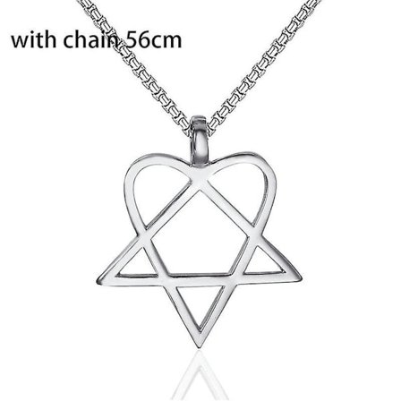 Heartagram Star Heart Him Mens Womens Stainless Steel Pendant Necklace Vintage Jewelry