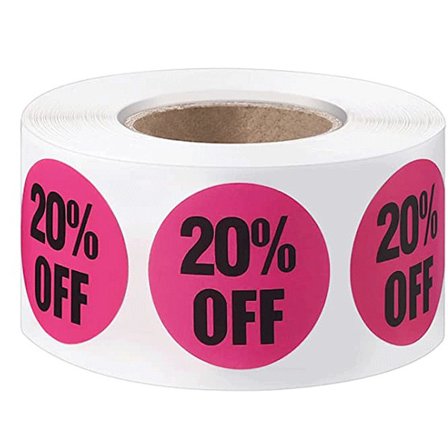 Rosor 20% Rabatt Rea-Klistermärken, 19 mm 3/4 Tum Detaljhandelsetiketter 500-pack