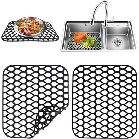 Sklisikker silikonmatte for vask - 2 stk for vask og oppvaskkum