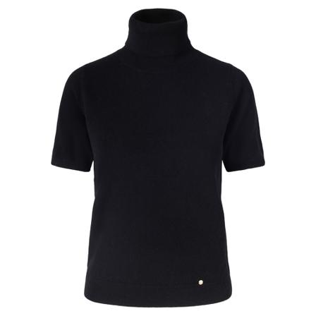 tirillm Alexa Korte Mouw Merino trui met hoge Neck , Zwart , Dames , Maat: M