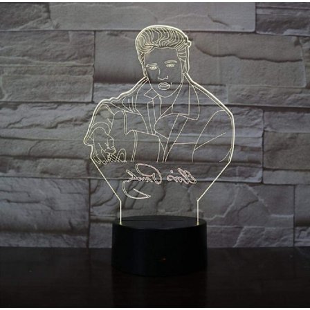 Elvis Aaron Presley Skrivbordslampa Kungen av Rock and Roll LED Nattlampa Musik Atmosfär USB Födelsedagspresenter