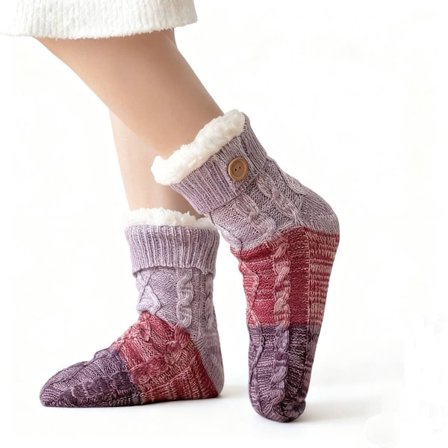 Varma, halkfria tofflor för vuxna - One Size - Unisex - 1 par - Lila - Julklapp - Födelsedagspresent
