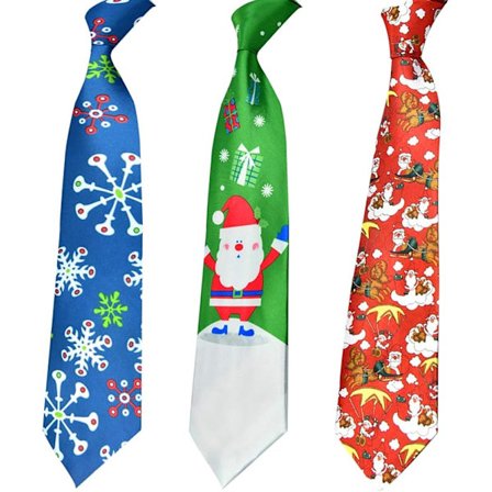 3 stk Julenisse slips til voksne menn, morsomme slips med julenisse og snøflak for menn, én størrelse