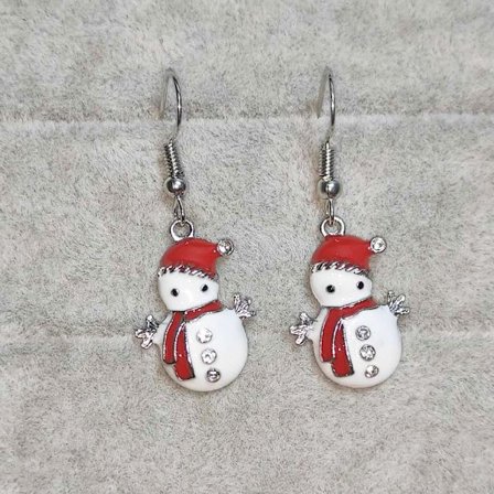 Jul söt snögubbe smycken vitguld snöflinga ren drop dangle örhänge