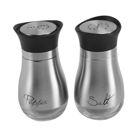 Salt- og peberskækkere, peberkværn, rustfrit stål med glasbund sæt, salt- og peberkværn