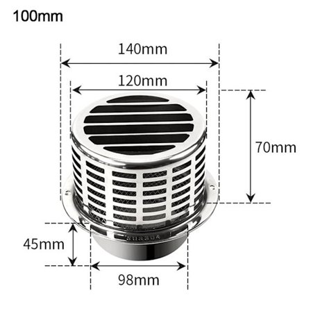 Savupiipun cap tuuletettu cap 100mm