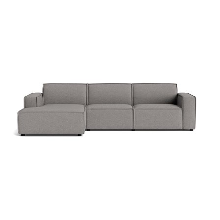Lyon Chaiselongue-Sofa, links, Loop Grau, modernes Design, bequeme Polsterung, großzügige Sitzfläche, Abmessungen 304x160cm, für Wohnzimmer