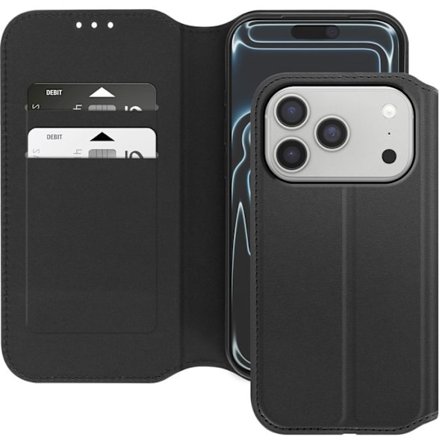 Folio-kuori - AVIZAR - iPhone 17 Pro - Korttitasku - Tukiominaisuus - Musta