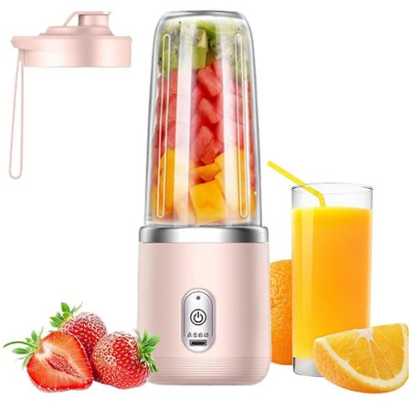 Bærbar Blender Juicer Kop til Smoothies og Shakes, Genopladelig Rejseflaske til Fitnesscenter Strand Kontor, Pink (FMY)