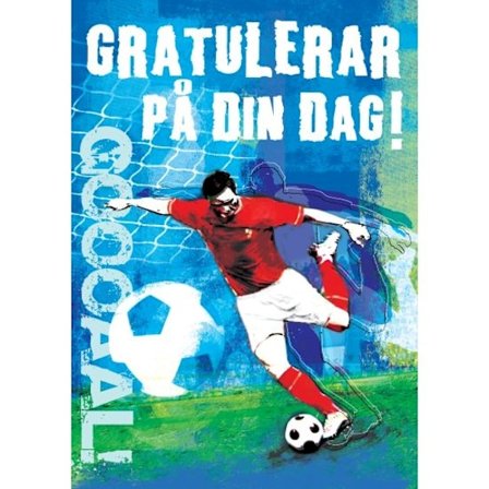 Enkelt Barnkort Gratulerar på Din Dag, Fotboll - Spader