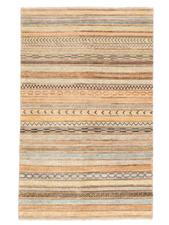 Handgeknüpft Modern Afghan Fine Teppich 114X186 Orange/Braun