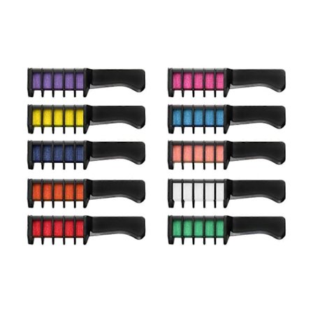 10 Farger Hårfarge Kam Vaskbar Midlertidig Hårkritt Barn Voksne Engangs Hårfarge Pulver