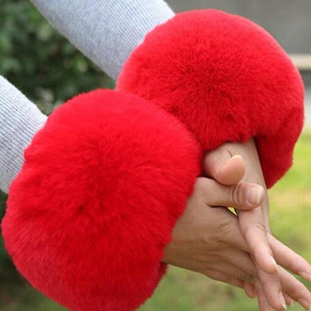 Dam Overärm i Konstpäls med Plüsch Manschett Vindtät Handled