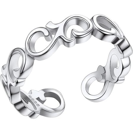 925 Sølv Justerbar Fingerring med Detaljer, Keltisk Knude Stjerne Måne Bånd Kæde Kors Ring, Vielsesring til Kvinder Mænd