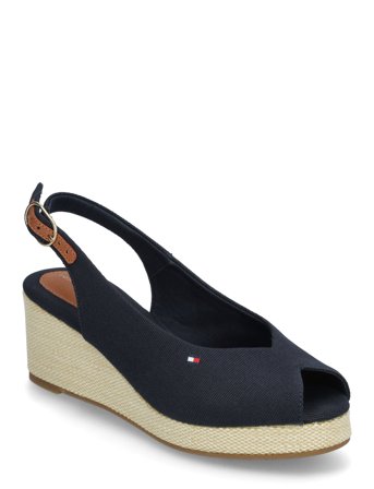 Tommy Hilfiger Flag Mid Wedge Espad Slingback - Navy - 37