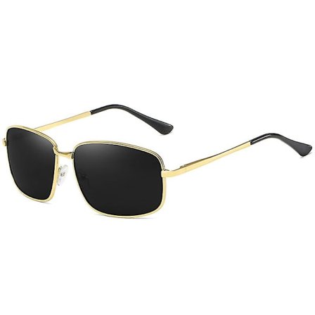Klassiska retro polariserade solglasögon AdultBrand Designer solglasögon AdultAdult Square Metail Frame glasögon Körning Oculos de sol(C5Gold Black)