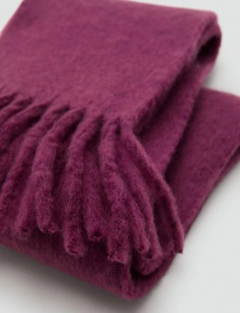Mango Fringed Edge Scarf - Burgundy - ONE SIZE