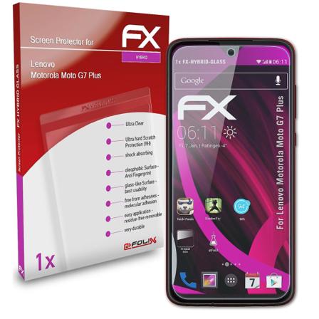 atFoliX Panzerfolie kompatibel med Lenovo Motorola Moto G7 Plus Glasfolie 9H Schutzpanzer
