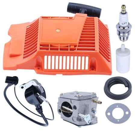 Rekylstarter forgasser tennspolesett kompatibel med Husqvarna 268 266 272 272XP med drivstoffilter, 503102405