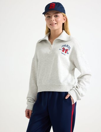 Lindex Sweatshirt With Collar - Grey - 128