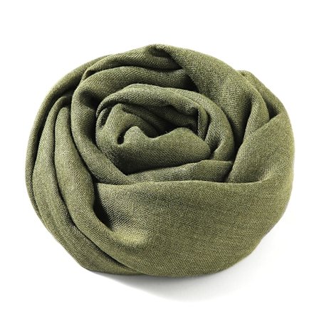 Bomulls- og linskjerf bredt lin-sjal cape ensfarget skjerf