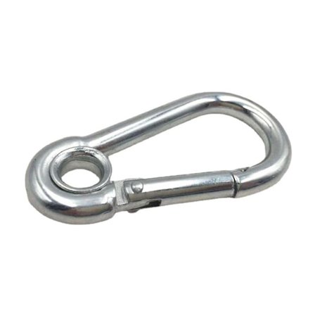 2 stycken 6 mm rostfritt stål karbinhake Brottlast 120 kg Brandbilskarbinhake 6x60 mm