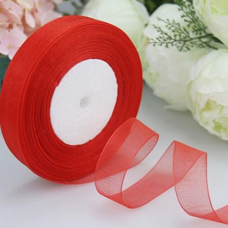 45M*2cm Läpinäkyvä sifonkinauha Organza-pitsinauhat PUNAINEN Red