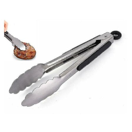 Rostfria matpincetter Matpincetter Utomhus grillpincetter BBQ buffépincetter Camping biff nudlar pincetter (9 tum)