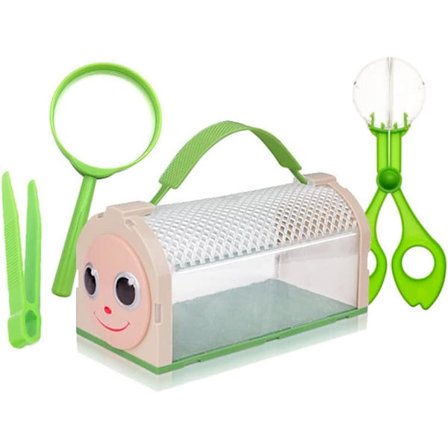 Insektsfangstsett for barn, insektshabitatboks for innendørs/utendørs insektsamling, inkludert bærehåndtak og enkel tilgangsdør, med insektspinner, 