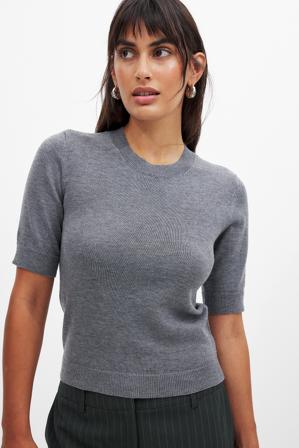 NA-KD T-shirt en maille fine - Tricot fin - Gris - XL (EU 46)