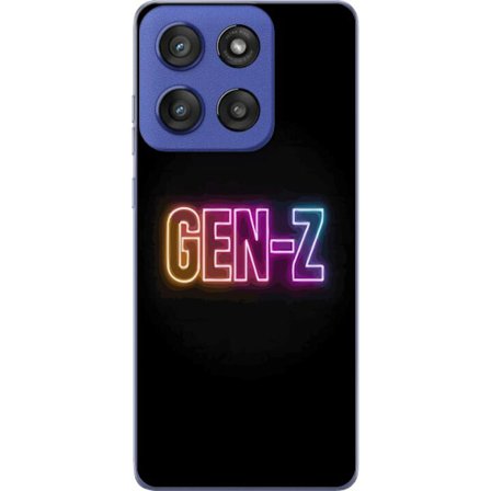 Kompatibelt Mobildeksel til Motorola Edge 60 Stylus Neontext Gen Z i fargerikt lys mot mørk bakgrunn i moderne digital stil