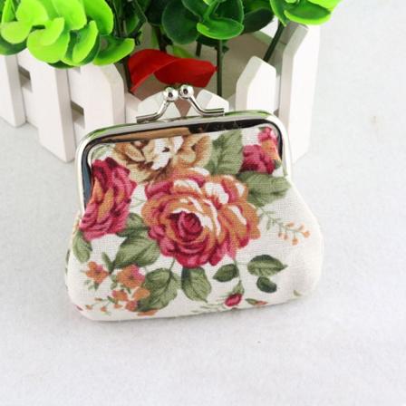 Retro Ros Småpengapung Kiss Lock Myntplånbok Mini Väska Blå 9x7cm