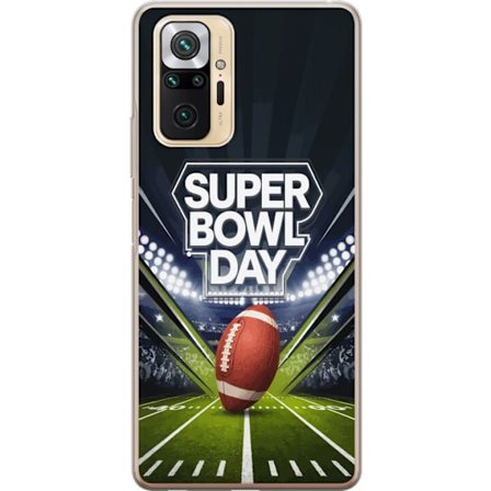Kompatibelt Mobildeksel til Xiaomi Redmi Note 10 Pro Super Bowl Day plakat med amerikansk fotball på opplyst arena i dramatisk sportsdesign