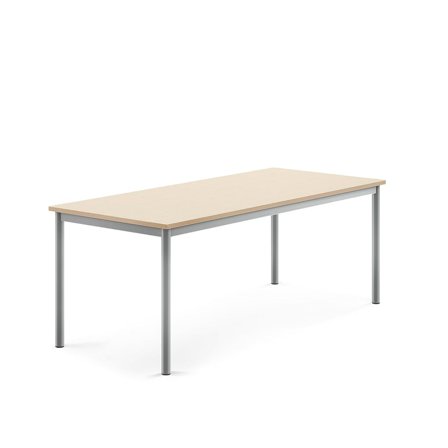 Desk BORÅS, 1600x700x600 mm, birch laminate, silver
