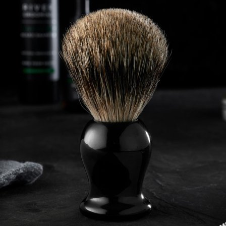 Pennello da barba Pure Badger in tasso con manico in resina nero per uomini - Pennelli da barba