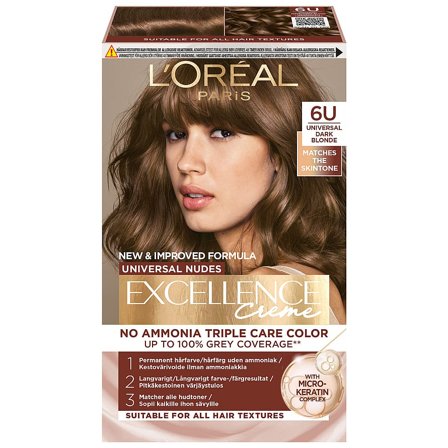 L'Oréal Paris Excellence Universal Nudes Permanent Hårfarve 6U Universal Dark Blonde, Hår, Hårfarve, Permanent Hårfarve