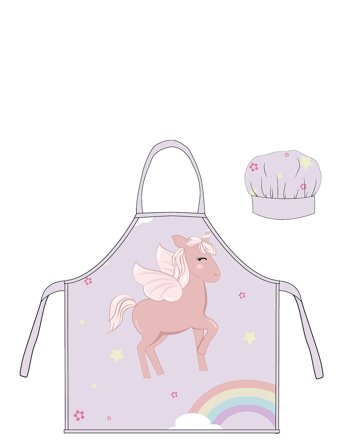 BrandMac | Kids Apron + Hat - Nb 2011 Unicorn Rainbow | ONE SIZE